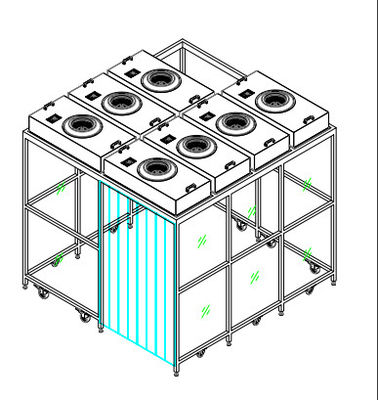 ISO 5 Clean Booth met HEPA FFU-systeem. Modulair en mobiel ontwerp voor laboratoria/elektronica.