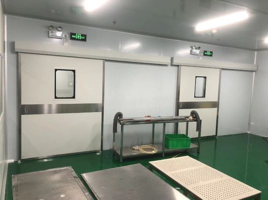 Industriële automatische schuifdeur van staal. 1500 kg laadvermogen en IP65 weerbestendige voor magazijn/dock.