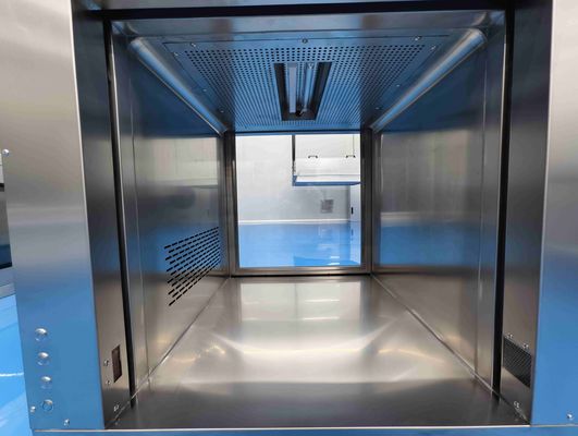 Verticale liftdeur laminar flow pass-through kast met HEPA-filter en SUS304 roestvrijstalen constructie