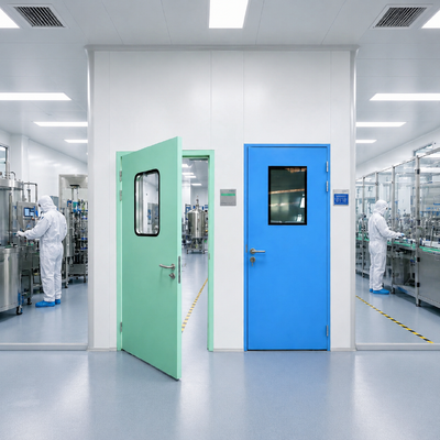 Hygiënische stalen cleanroomdeur met aangepaste afmetingen en luchtdichte afdichting voor industriële toepassingen