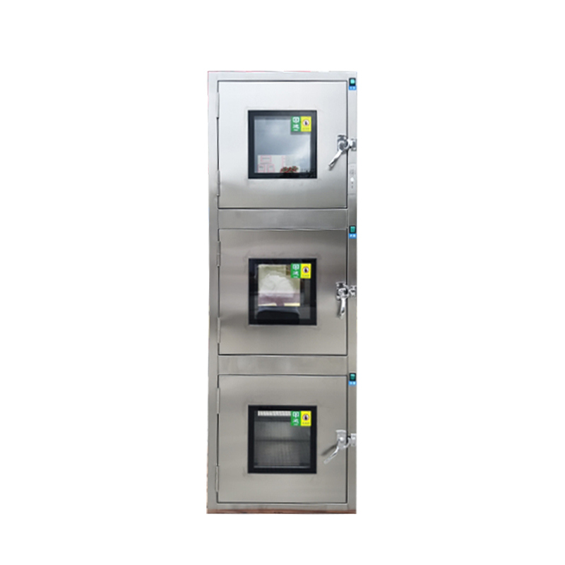 Mechanisch vergrendelde drielagige passbox met UV-sterilisatie en 304 roestvrij staalconstructie