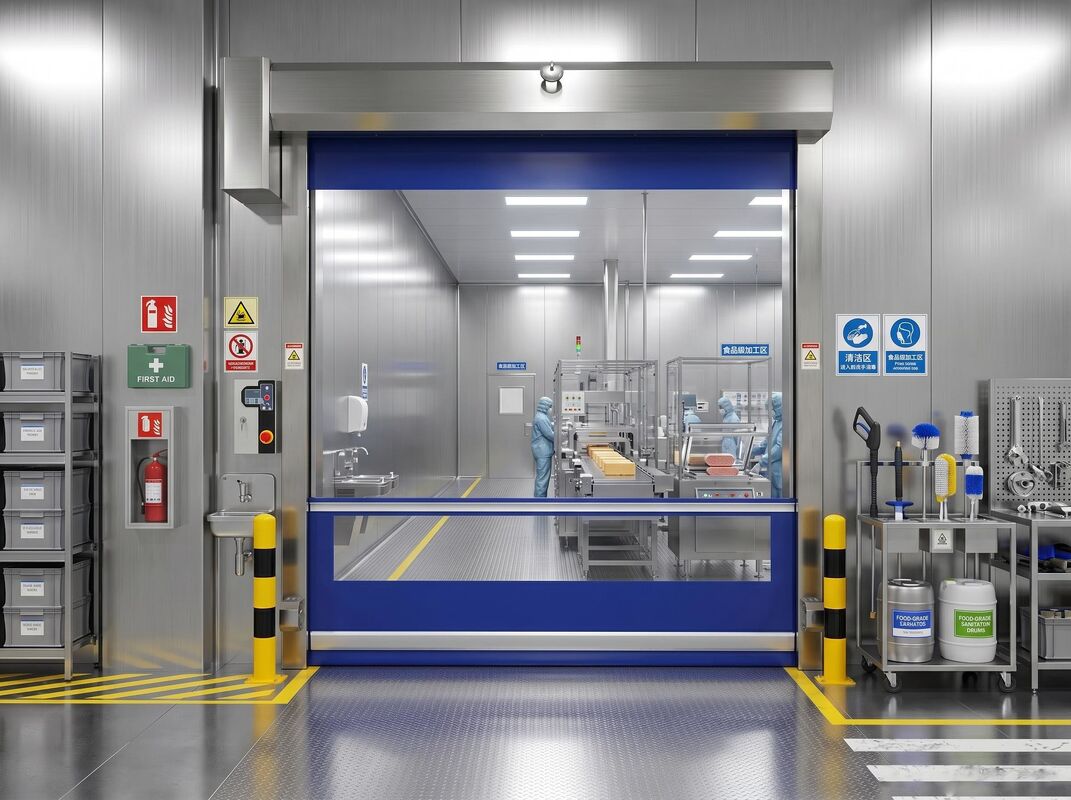 High-Speed Roll-Up Door met 0.8mm versterkt PVC Curtain en 0.6-2.5m/s Adjustable Speed Featuring Emergency Reverse Safety Sensors